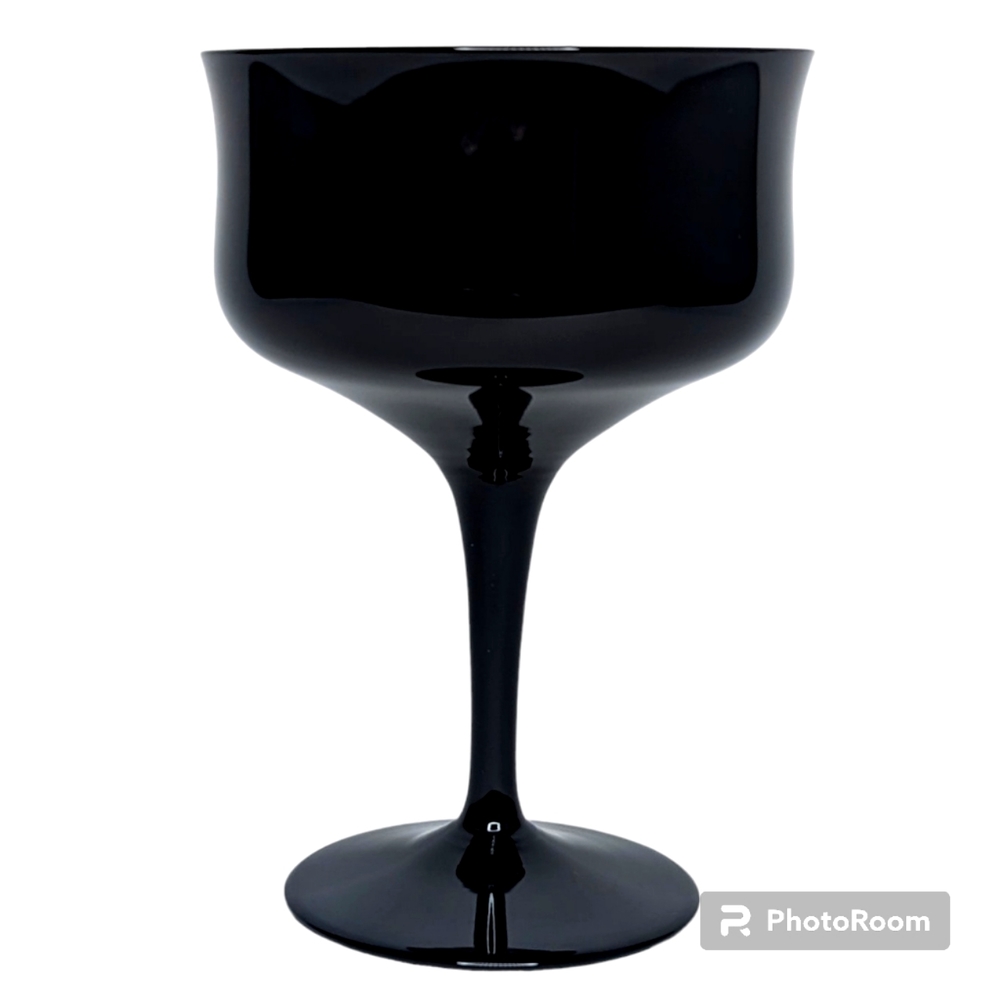 Tall Black Champagne Sorbet Glasses Long Stem & Stunning